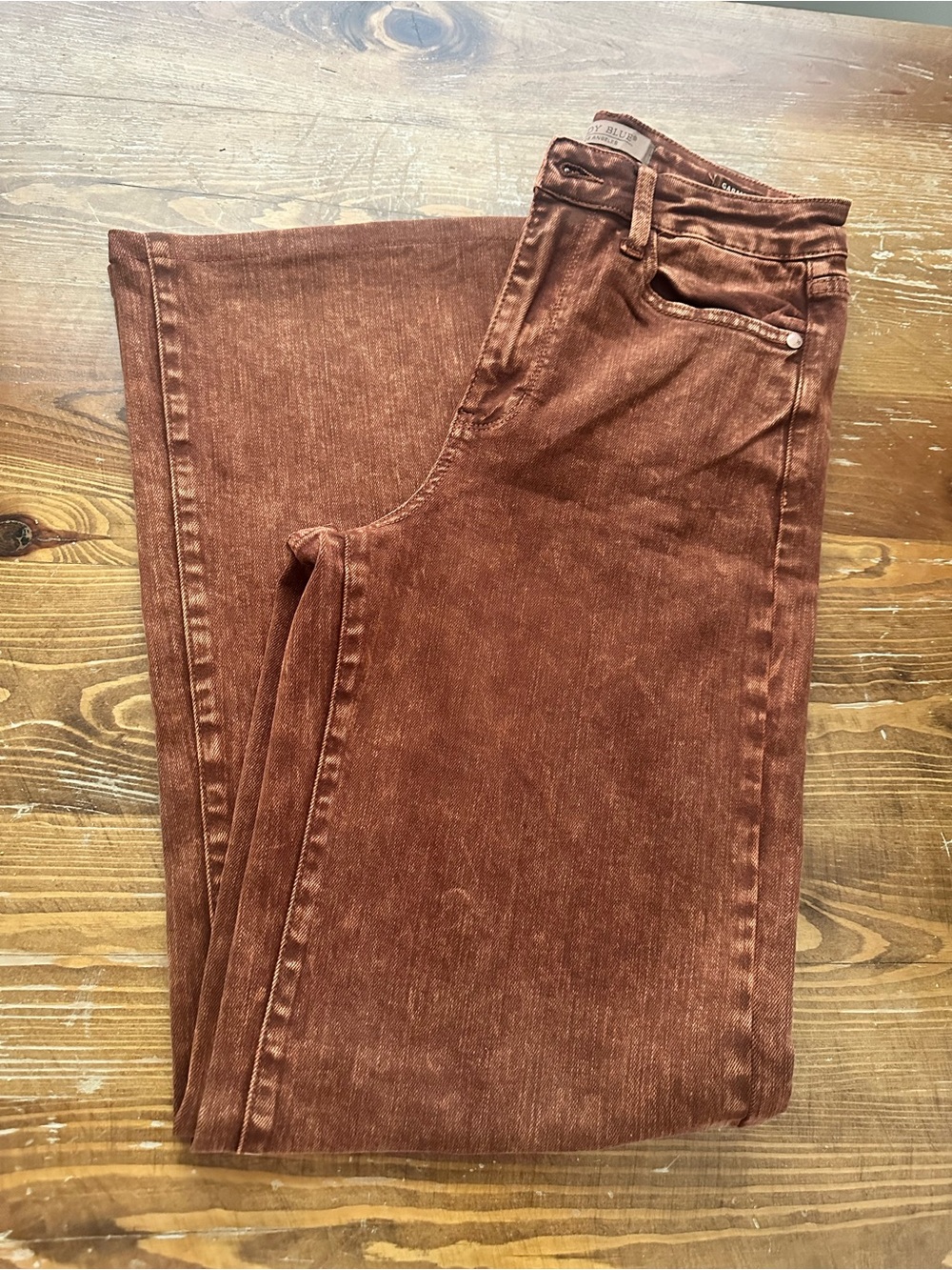 Judy Blue Women's Wide Leg Jeans in Rust Brown